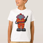 T-shirt Elephant comme pompier avec tuyau (Devant)
