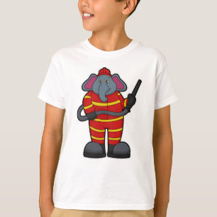 T-shirt Elephant comme pompier avec tuyau