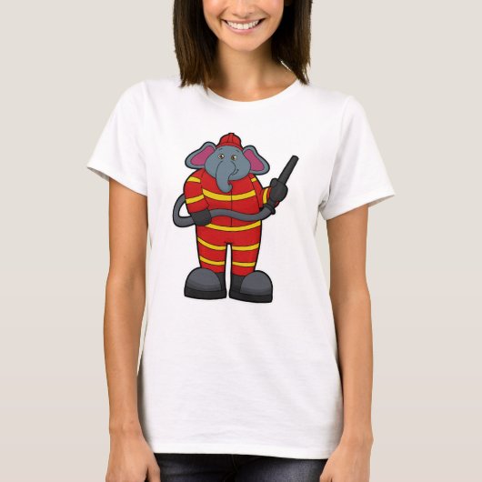 T-shirt Elephant comme pompier avec tuyau (Devant)