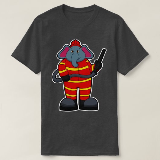 T-shirt Elephant comme pompier avec tuyau (Design devant)