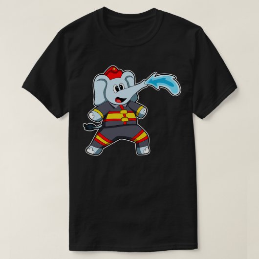 T-shirt Elephant comme pompier avec tuyau 3 (Design devant)