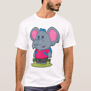 T-shirt Elephant comme randonneur avec sac à dos