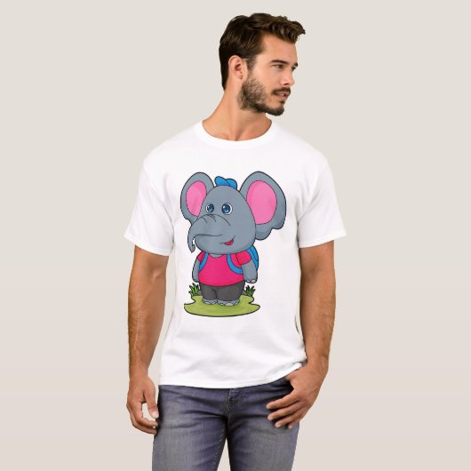 T-shirt Elephant comme randonneur avec sac à dos (Devant entier)