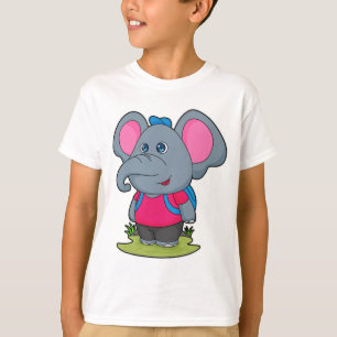 T-shirt Elephant comme randonneur avec sac à dos