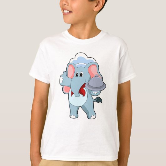 T-shirt Elephant comme serveur avec Plattre (Devant)