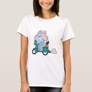 T-shirt Elephant comme vélo avec scooter