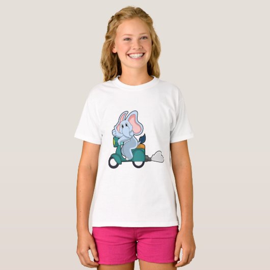 T-shirt Elephant comme vélo avec scooter (Devant entier)