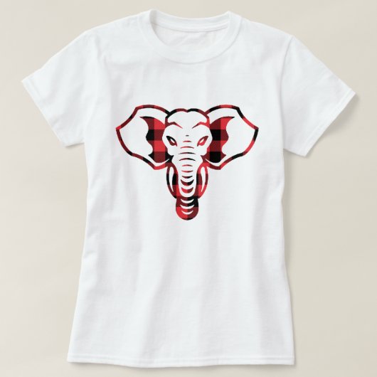 T-shirt Eléphant cool Graphique Rouge Plaid (Design devant)