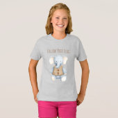 T-shirt Éléphant Crème Bleu (Devant entier)
