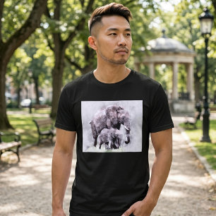 T-shirt Éléphant d'Afrique femelle avec son éléphanteau aq