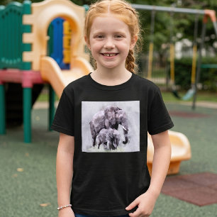 T-shirt Éléphant d'Afrique femelle avec son éléphanteau Aq