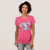 T-shirt Eléphant de bébé rose mignon avec oreilles Poka Do (Devant entier)