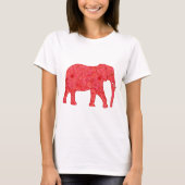 T-shirt Eléphant de fleurs - rouge profond et corail (Devant)