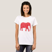 T-shirt Eléphant de fleurs - rouge profond et corail (Devant entier)