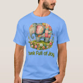 T-shirt Éléphant de patchwork au charme floral de prairie (Devant)