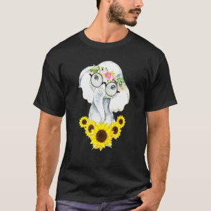 T-shirt Elephant De Tournesol Avec Une Garland En Tête Et