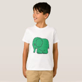 T-shirt Éléphant drôle de vert de point de croix (Devant entier)