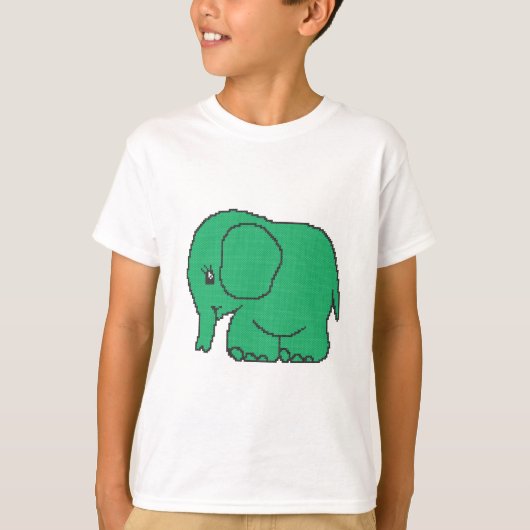 T-shirt Éléphant drôle de vert de point de croix (Devant)