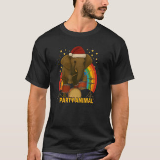 T-shirt Elephant Drummer PARTY ANIMAL Rainbow Edition