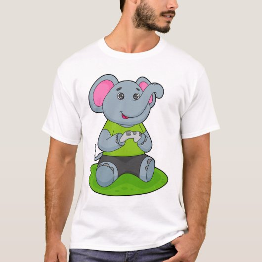 T-shirt Eléphant en Gamer (Devant)