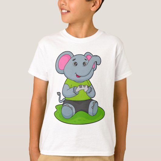 T-shirt Eléphant en Gamer (Devant)