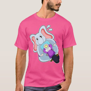 T-shirt Éléphant en motard avec moto