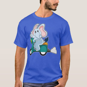T-shirt Éléphant en motard avec scooter