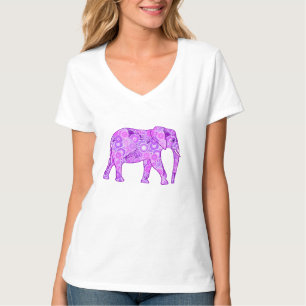 T-shirt Éléphant en spirale fractale - violet et orchidée
