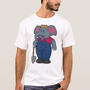 T-shirt Elephant en tant que fermier avec Shovel