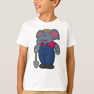 T-shirt Elephant en tant que fermier avec Shovel