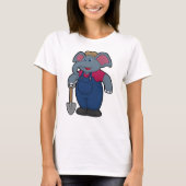 T-shirt Elephant en tant que fermier avec Shovel (Devant)