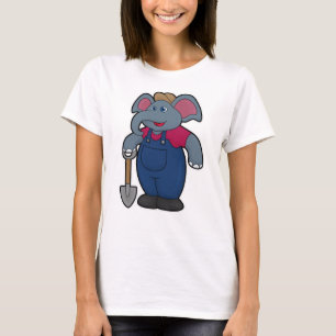 T-shirt Elephant en tant que fermier avec Shovel