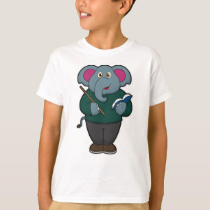 T-shirt Elephant en tant qu'enseignant avec livre et point