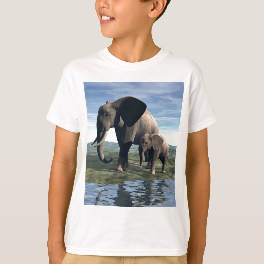 T-shirt Eléphant et bébé (Devant)