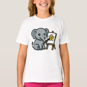 T-shirt éléphant et fleur