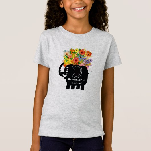 T-Shirt éléphant et fleurs (Devant)