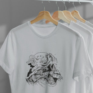 T-shirt Eléphant Et Vague Main Tirée