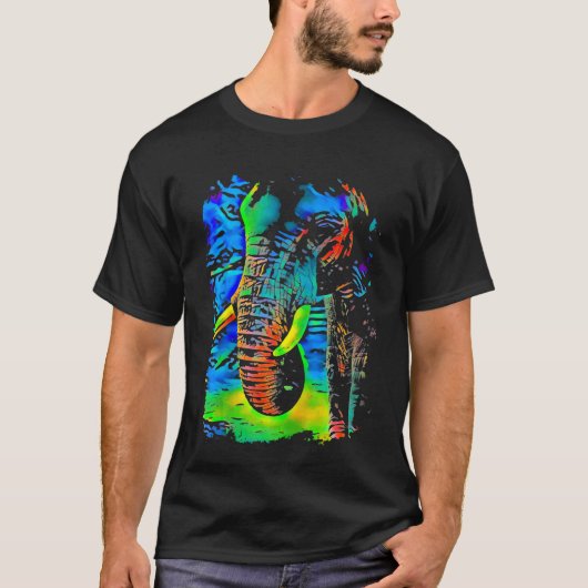 T-shirt Eléphant Face Pop Art (Devant)