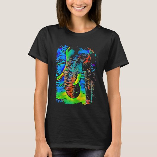 T-shirt Eléphant Face Pop Art (Devant)