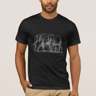 T-shirt  Elephant Family Sketch Cute Safari Animaux