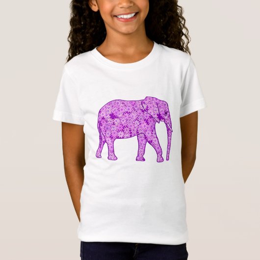 T-Shirt Eléphant fleur - améthyste violet (Devant)