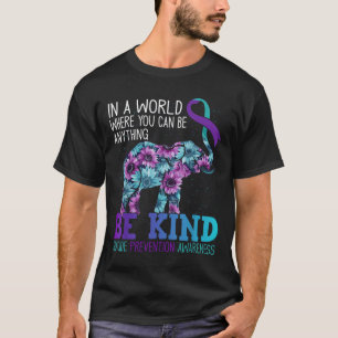 T-shirt Éléphant Fleur de Tournesol Ruban Sarcelle Violet