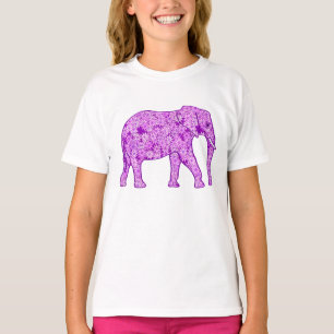 T-shirt Éléphant fleur - violet améthyste