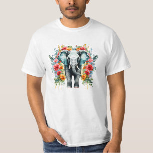 T-shirt Eléphant floral coloré