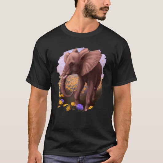 T-shirt Elephant Flowers Cute Painting Flower Elephant 5 (Devant)