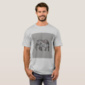 T-shirt éléphant géométrique, gris évêque 2 (Devant entier)