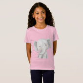 T-Shirt Éléphant Gris Mignon (Devant entier)