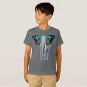 T-shirt Éléphant gris psychédélique avec le cool (Devant entier)