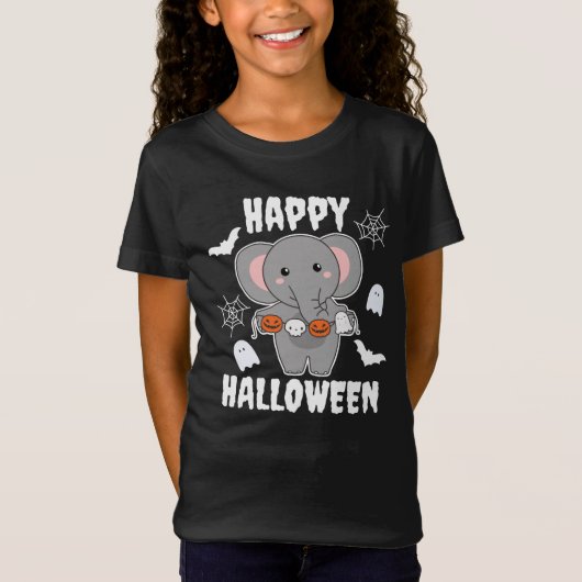 T-Shirt Elephant Happy Halloween (Devant)