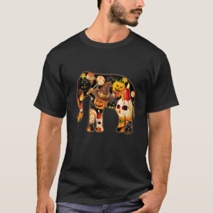T-shirt Elephant Happy Halloween Jack-o'-lantern Witch Pum